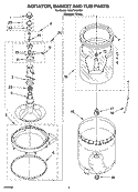 AGITATOR, BASKET AND TUB PARTS Diagram and Parts List for RAX7245KQ1  Roper Washer