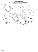 DOOR PARTS Diagram and Parts List for YGEW9200LW2  Whirlpool Dryer