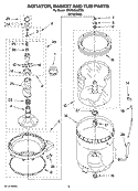 AGITATOR, BASKET AND TUB PARTS Diagram and Parts List for 7MWT98950TW0  Whirlpool Washer