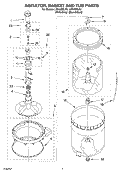 AGITATOR, BASKET AND TUB PARTS Diagram and Parts List for LSN1000LW1  Whirlpool Washer