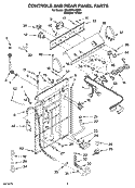 CONTROLS AND REAR PANEL PARTS Diagram and Parts List for 2DLXR7244MQ3  Whirlpool Washer