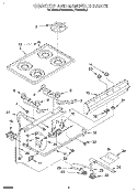 COOKTOP AND MANIFOLD, LIT/OPTIONAL Diagram and Parts List for FGP305BW1  Roper Range
