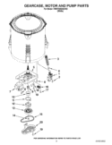 GEARCASE, MOTOR AND PUMP PARTS Diagram and Parts List for 7MWTW5500XW2  Whirlpool Washer