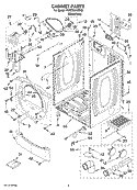 CABINET PARTS Diagram and Parts List for YWED8410SW2  Whirlpool Dryer