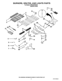BURNERS, GRATES, AND LIGHTS PARTS Diagram and Parts List for KFRU488TSS00  KitchenAid Grill