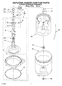 AGITATOR, BASKET AND TUB PARTS Diagram and Parts List for 7MLSQ8543JT5  Whirlpool Washer
