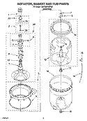 AGITATOR, BASKET AND TUB PARTS Diagram and Parts List for 7MLSQ8000PW0  Whirlpool Washer