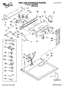 TOP AND CONSOLE PARTS Diagram and Parts List for LGC9000PW0  Whirlpool Dryer