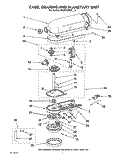 CASE, GEARING AND PLANETARY UNIT Diagram and Parts List for 5KSM150PSEBU0  KitchenAid Mixer