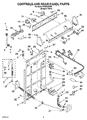 CONTROLS AND REAR PANEL PARTS Diagram and Parts List for RAS6233KQ2  Roper Washer