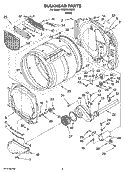 BULKHEAD PARTS Diagram and Parts List for WGD8500SR1  Whirlpool Dryer