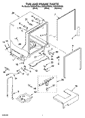 TUB AND FRAME PARTS Diagram and Parts List for KUDS02FRWH2  KitchenAid Dishwasher