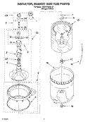 AGITATOR, BASKET AND TUB PARTS Diagram and Parts List for 7MSAWS800LQ1  Whirlpool Washer