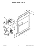 INNER DOOR PARTS Diagram and Parts List for KUDS30FBSS1  KitchenAid Dishwasher
