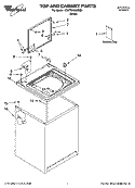 TOP AND CABINET PARTS Diagram and Parts List for 1CWTW5300SQ0  Whirlpool Washer