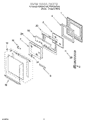 OVEN DOOR PARTS Diagram and Parts List for YRBS305PDQ5  Whirlpool Wall Oven