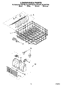 LOWER RACK PARTS Diagram and Parts List for GU1200XTKT0  Whirlpool Dishwasher