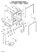 TUB AND FRAME PARTS Diagram and Parts List for KUDK02CRBL4  KitchenAid Dishwasher