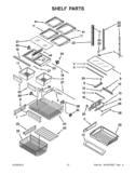 SHELF PARTS Diagram and Parts List for KBFS25EWWH9  KitchenAid Refrigerator