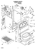 CABINET PARTS Diagram and Parts List for LER6636PW1  Whirlpool Dryer
