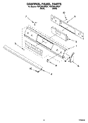 CONTROL PANEL PARTS Diagram and Parts List for YGY398LXPB01  Whirlpool Range