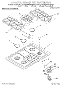 COOKTOP, BURNER AND GRATE PARTS Diagram and Parts List for KGCS105GWH2  KitchenAid Cooktop