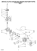 BRAKE, CLUTCH, GEARCASE, MOTOR AND PUMP PARTS Diagram and Parts List for GCAM2792MQ0  Whirlpool Washer
