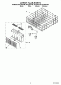 LOWER RACK PARTS Diagram and Parts List for DU1100XTPBB  Whirlpool Dishwasher