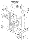 CABINET PARTS Diagram and Parts List for REX5634RQ0  Roper Dryer