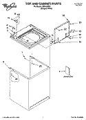 TOP AND CABINET PARTS Diagram and Parts List for LBR4132PQ1  Whirlpool Washer