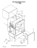 TUB AND FRAME PARTS Diagram and Parts List for IWU98761  Inglis Dishwasher