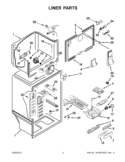 LINER PARTS Diagram and Parts List for 5VWT51SFYF00  Whirlpool Refrigerator