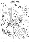 CABINET PARTS Diagram and Parts List for LGR5636PT1  Whirlpool Dryer