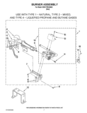 BURNER ASSEMBLY Diagram and Parts List for BSG17BVANA0  Whirlpool Dryer