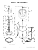 BASKET AND TUB PARTS Diagram and Parts List for 7MWTW1503AW1  Whirlpool Washer