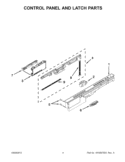 CONTROL PANEL AND LATCH PARTS Diagram and Parts List for 7WDT770PAYM4  Whirlpool Dishwasher