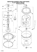 AGITATOR, BASKET AND TUB Diagram and Parts List for LSQ9600LG0  Whirlpool Washer