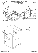 TOP AND CABINET PARTS Diagram and Parts List for 3RGSC9455JQ3  Whirlpool Washer