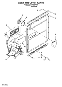 DOOR AND LATCH PARTS Diagram and Parts List for KUDX03FTSS0  KitchenAid Dishwasher