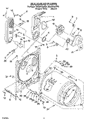 BULKHEAD PARTS Diagram and Parts List for 7MLGR5620PQ0  Whirlpool Dryer