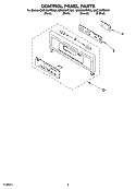 CONTROL PANEL PARTS Diagram and Parts List for GMC305PDQ08  Whirlpool Microwave Oven Combo