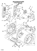 BULKHEAD PARTS Diagram and Parts List for 7MLGC9545PW0  Whirlpool Dryer