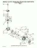 BRAKE, CLUTCH, GEARCASE, MOTOR AND PUMP PARTS Diagram and Parts List for 7MWT97770TW1  Whirlpool Washer