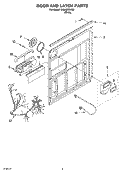 DOOR AND LATCH Diagram and Parts List for DU640XTKQ0  Whirlpool Dishwasher