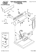 TOP AND CONSOLE PARTS OPTIONAL PARTS (NOT INCLUDED) Diagram and Parts List for REX4634KQ2  Roper Dryer