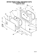 DRYER FRONT PANEL AND DOOR PARTS Diagram and Parts List for LTG6234DT2  Whirlpool Washer Dryer Combo