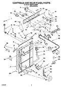CONTROLS AND REAR PANEL PARTS Diagram and Parts List for 7MWT74710SM0  Whirlpool Washer