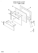 OVEN DOOR Diagram and Parts List for FEP210EN2  Roper Range