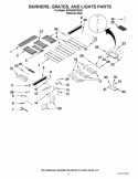 BURNERS, GRATES, AND LIGHTS PARTS Diagram and Parts List for KFRU488VSS00  KitchenAid Grill