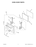OVEN DOOR PARTS Diagram and Parts List for KEBS277BSS00  KitchenAid Wall Oven